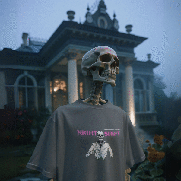 Gray NSP t-shirt with a bold pink logo on the chest, displayed in even lighting.